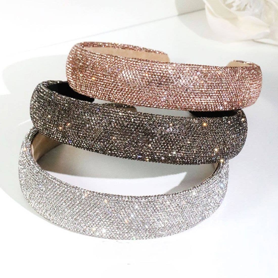 Sparkly Padded Rhinestone Headband: Gold