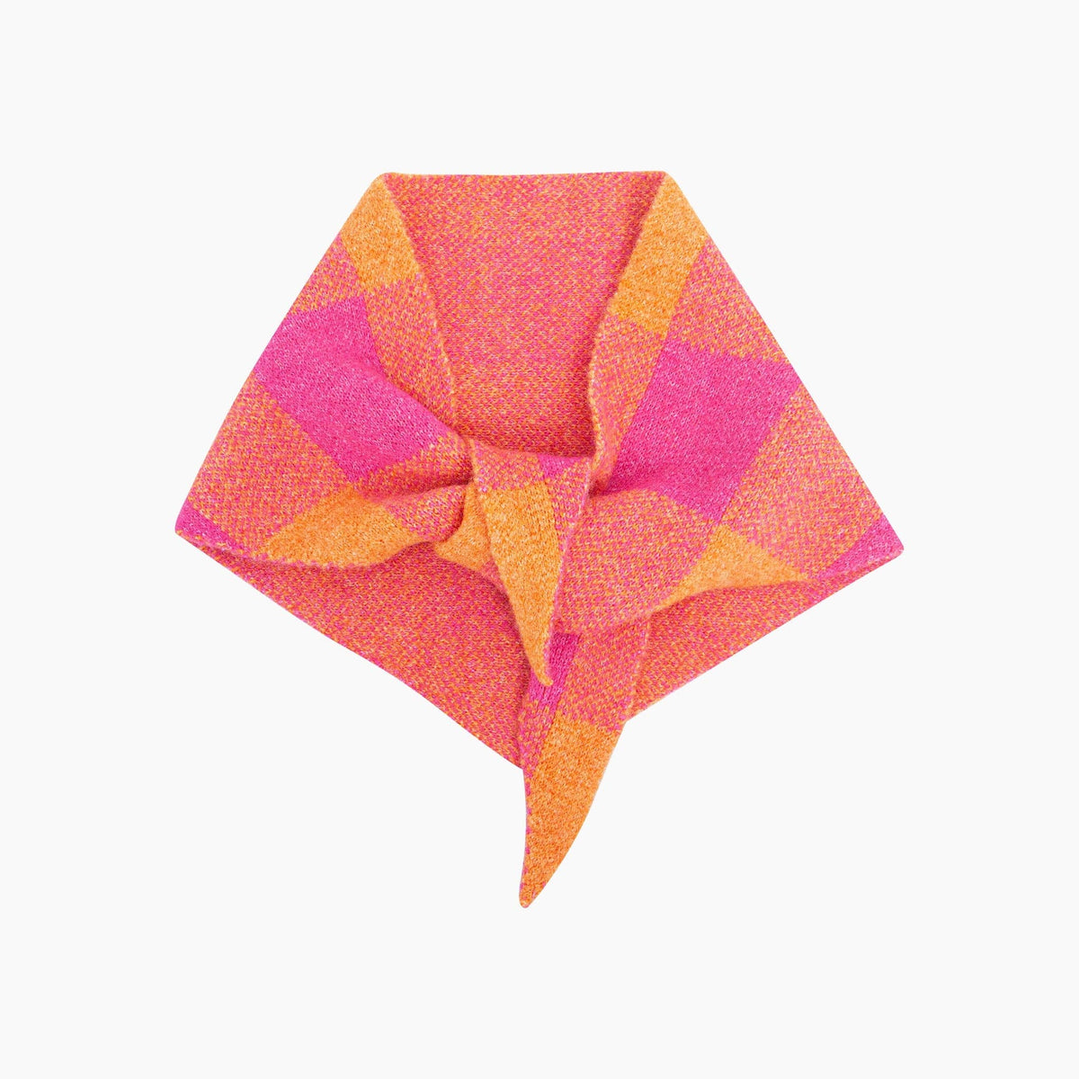 Check Triangle Heavyweight Scarf in Orange/Pink: One Size