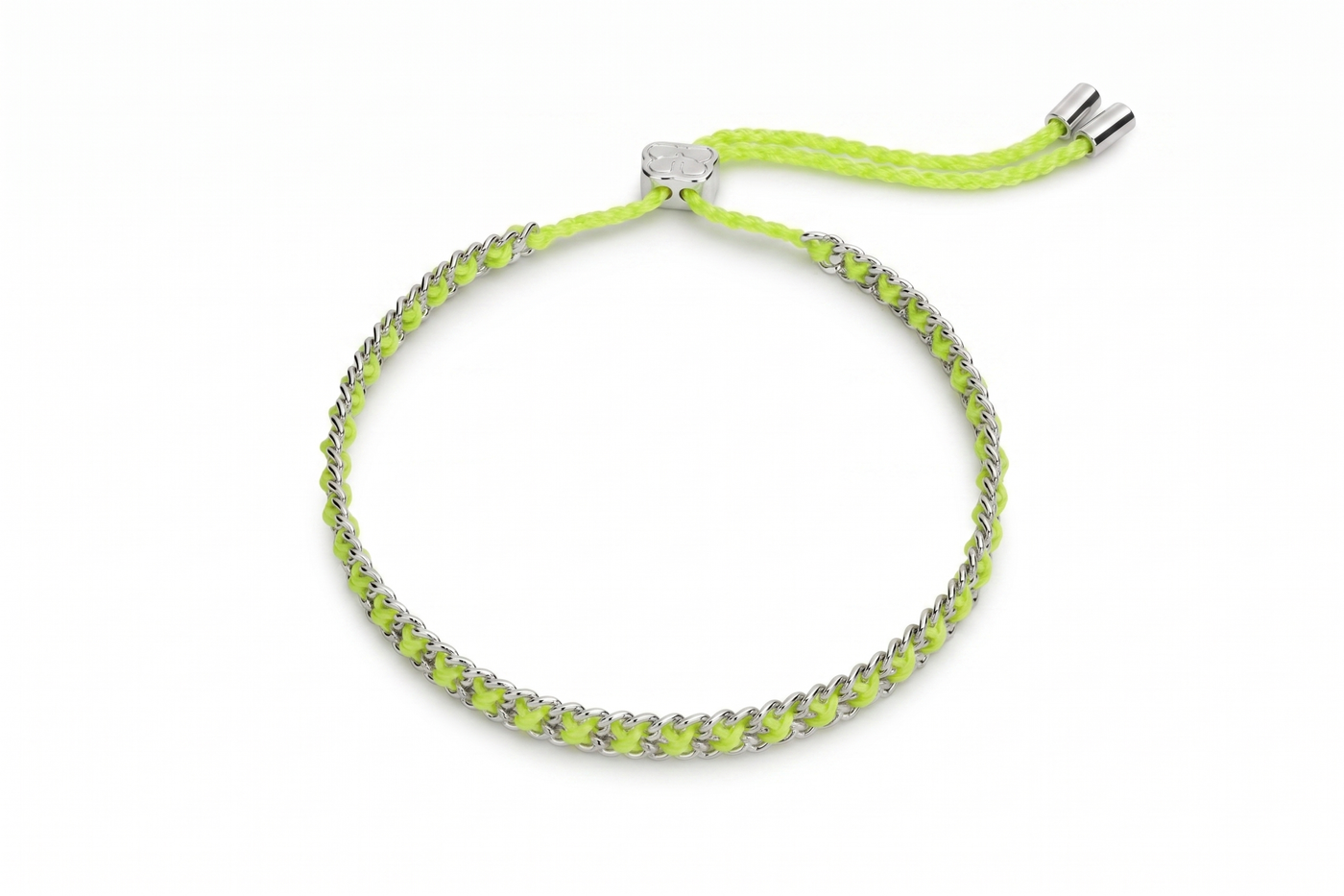 Lilia Neon Yellow & Silver Woven Bracelet