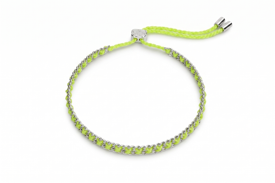 Lilia Neon Yellow & Silver Woven Bracelet