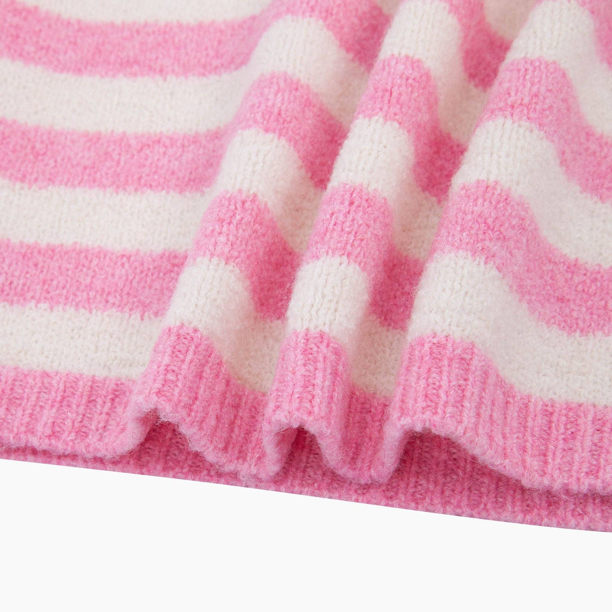 Striped Triangle Heavyweight Scarf in Light Pink/Cream: One Size