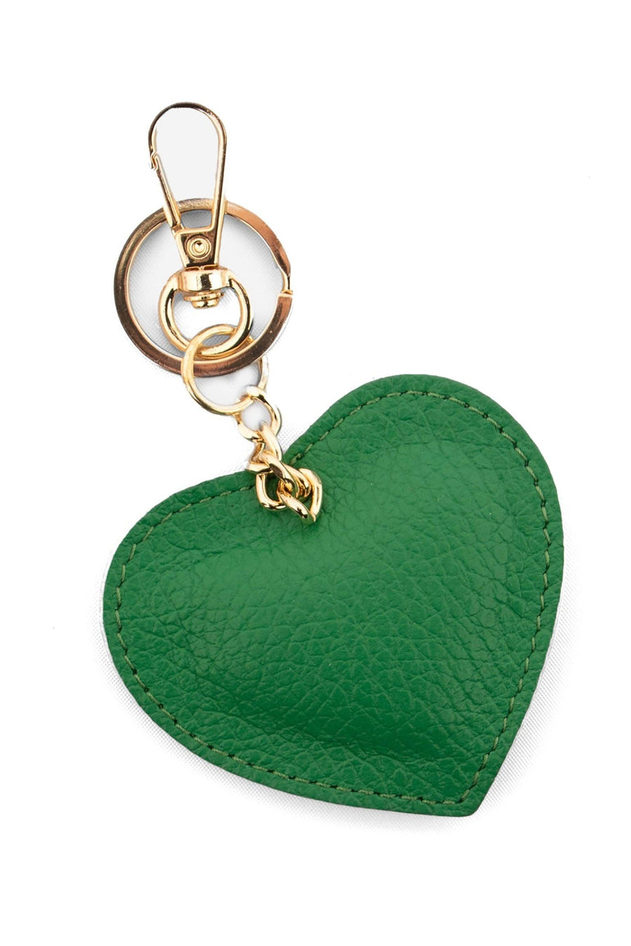 Valentina Italian Leather Love Heart Keyring - Bright Green, Pebbled: One-size