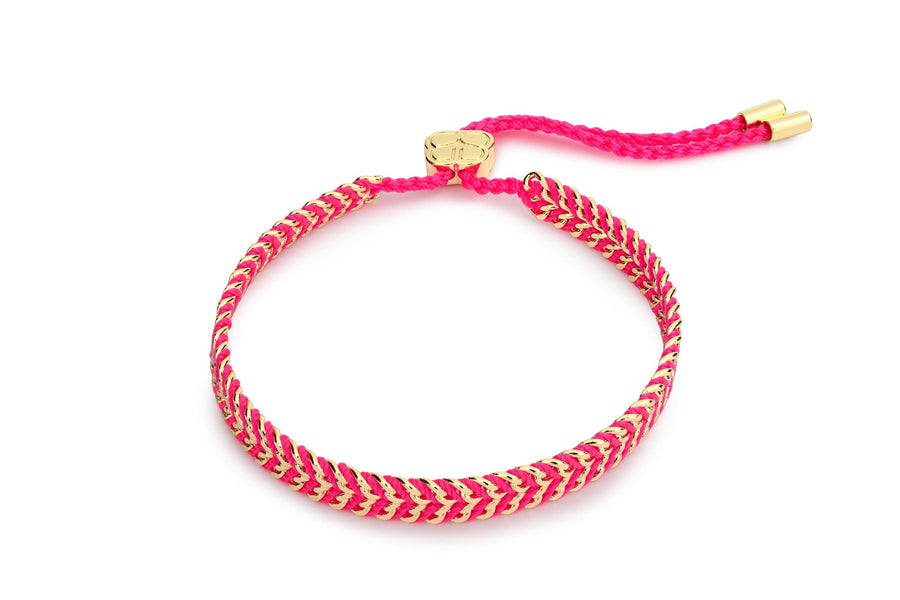 Iztac Hot Pink & Gold Woven Bracelet