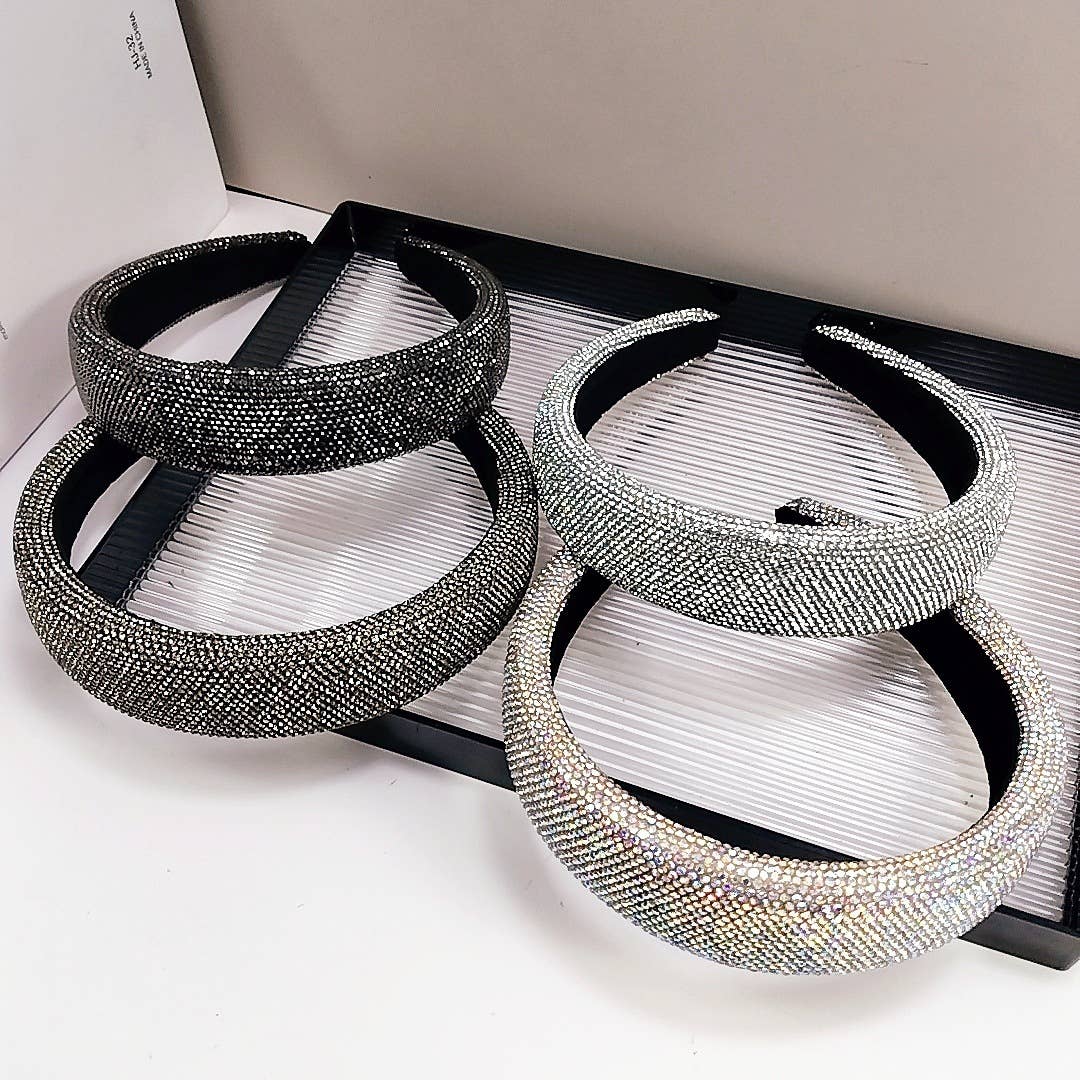 Sparkly Padded Rhinestone Headband: Silver