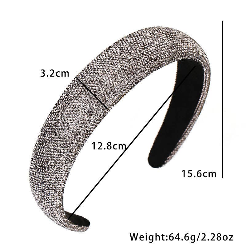 Sparkly Padded Rhinestone Headband: Silver