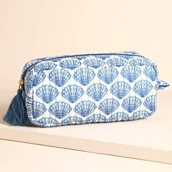 Small Navy Scallop Shell Make Up bag