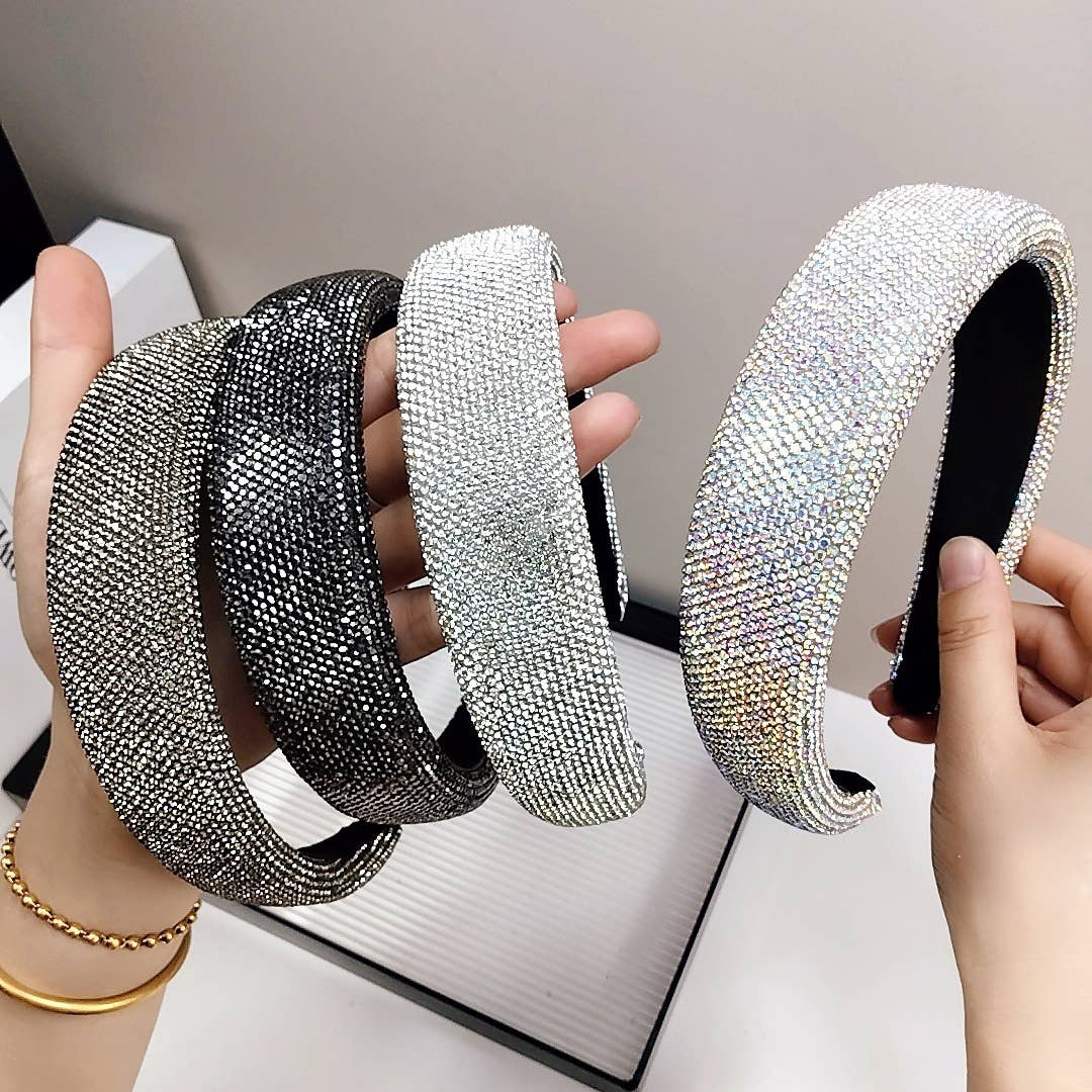Sparkly Padded Rhinestone Headband: Gold