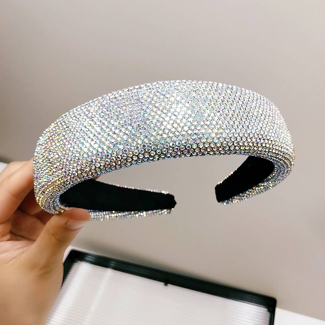 Sparkly Padded Rhinestone Headband: Black