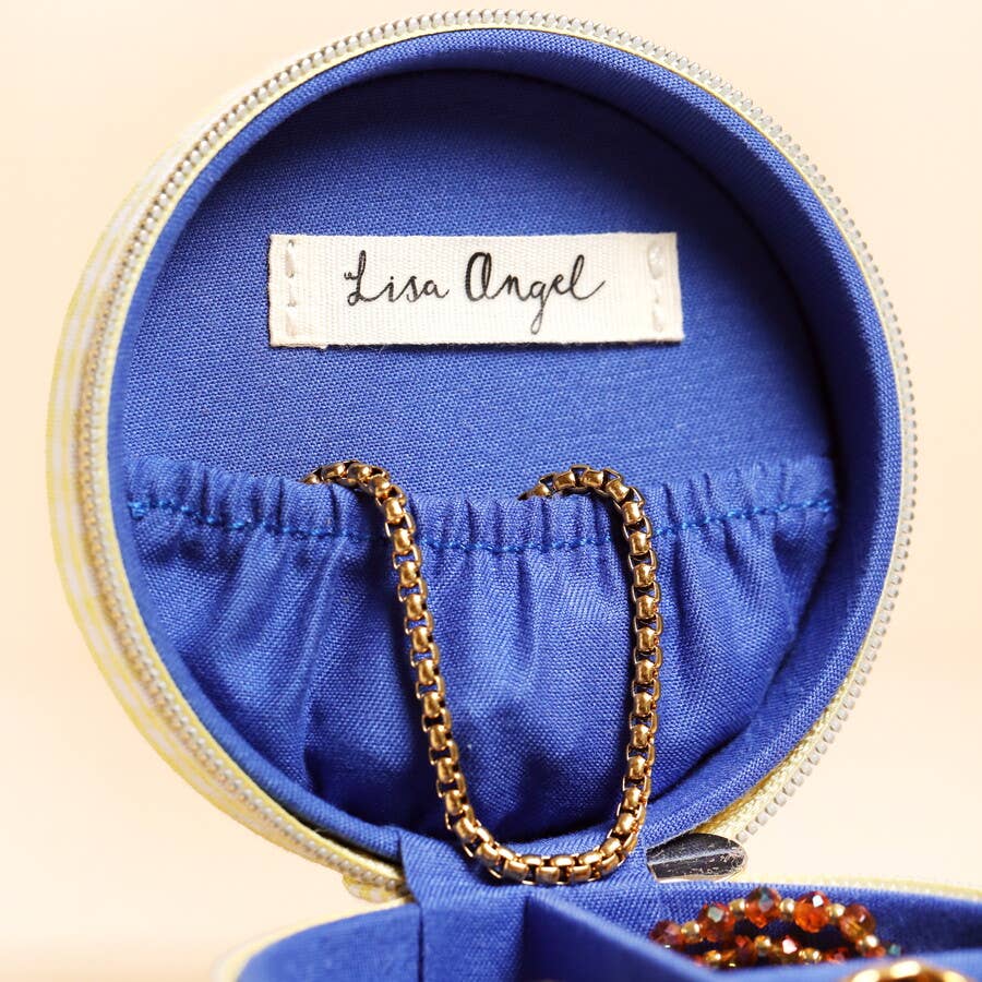 Yellow Gingham and Tomato Embroidery Round Travel Jewellery