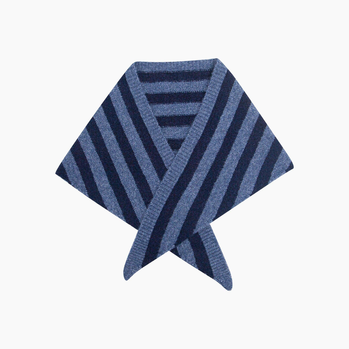 Striped Triangle Heavyweight Scarf in Denim Blue/Navy Blue: One Size