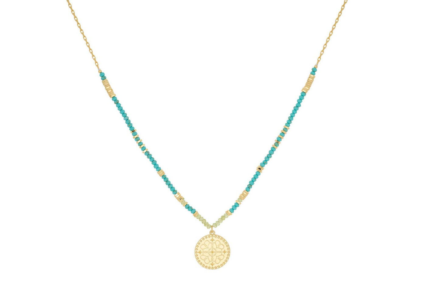 Odin Gold Peridot and Turquoise Necklace