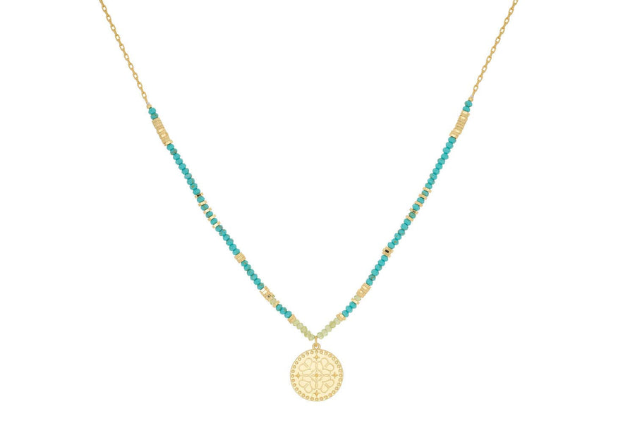 Odin Gold Peridot and Turquoise Necklace