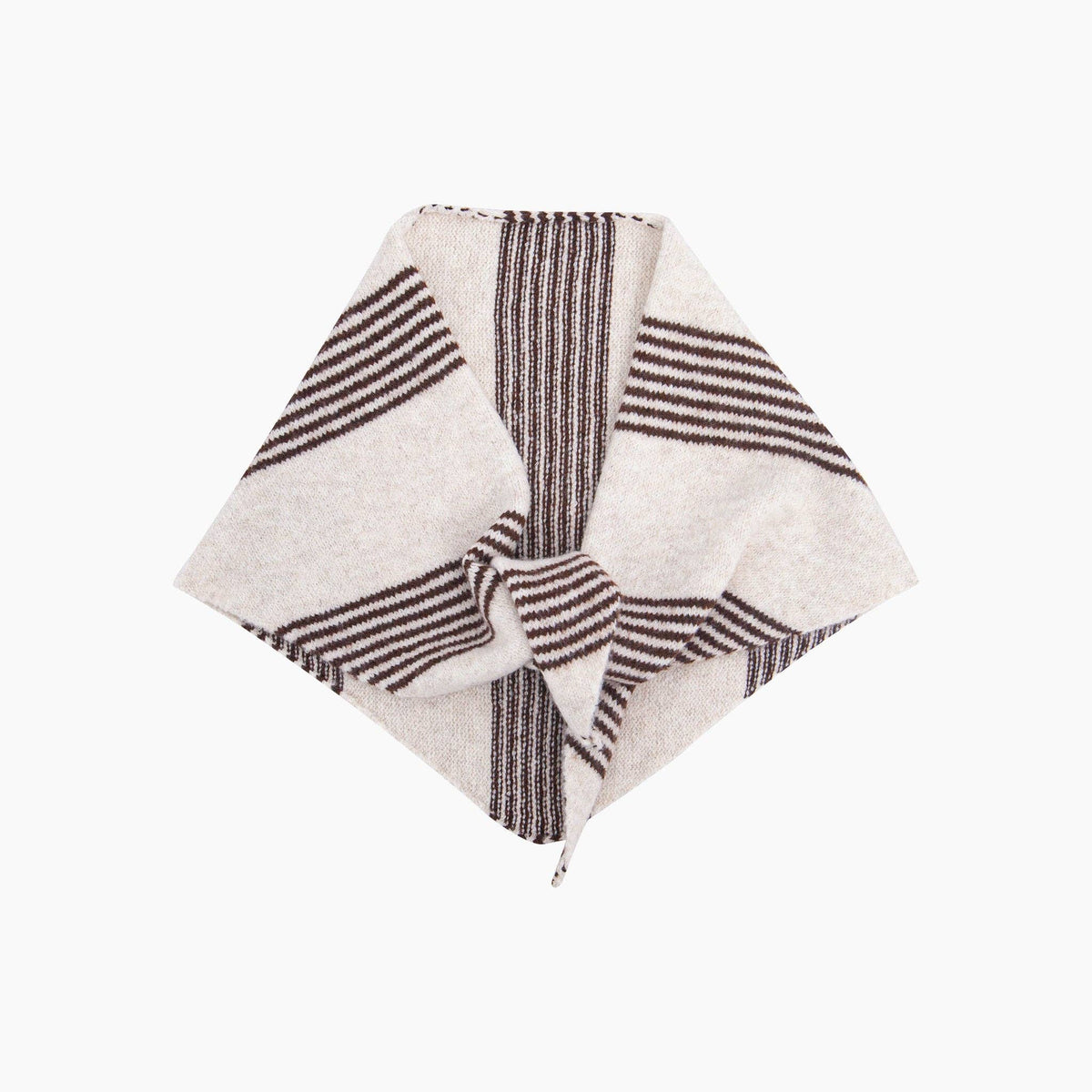 Striped Triangle Heavyweight Scarf in Brown/Beige: One Size