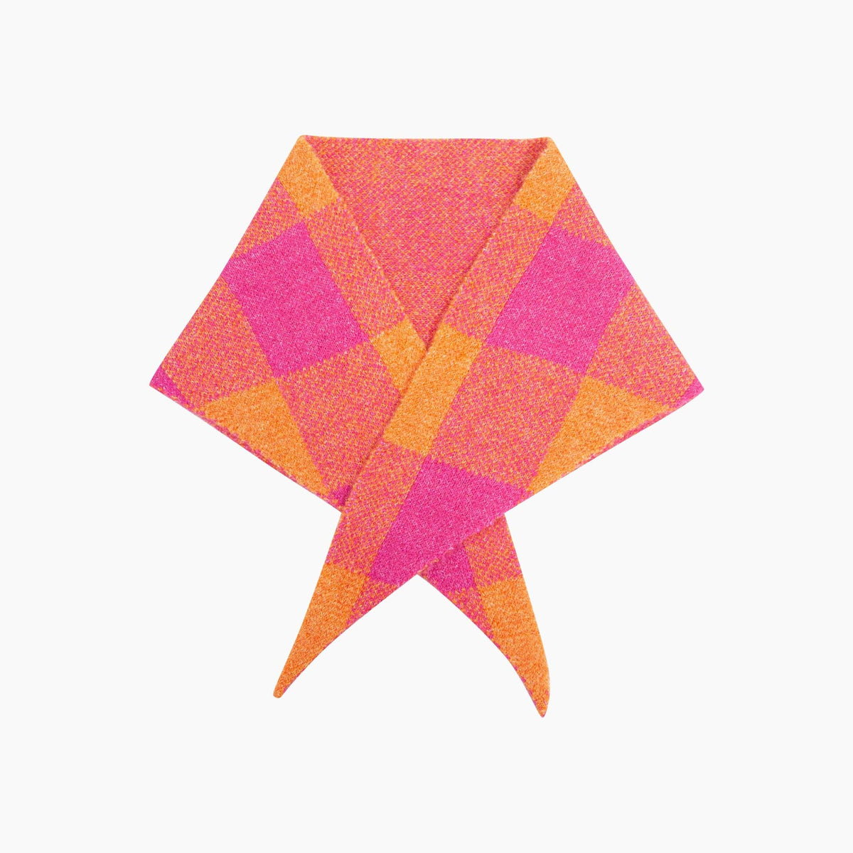 Check Triangle Heavyweight Scarf in Orange/Pink: One Size