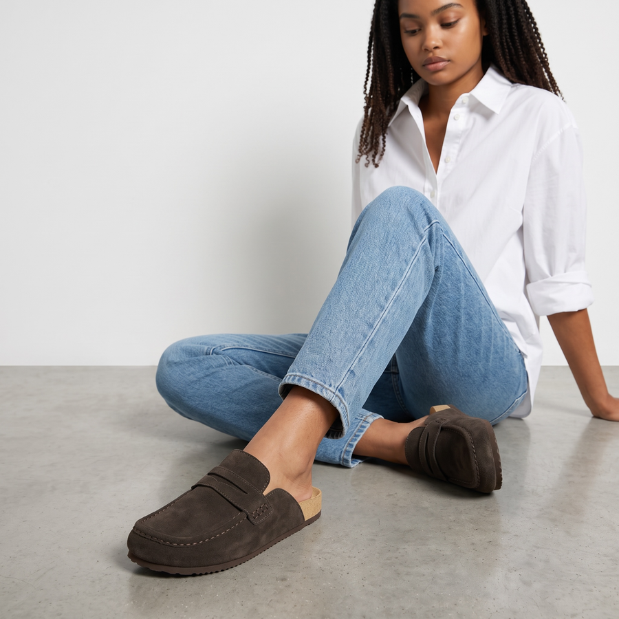 Harley- Cow leather Muled clog loafer: Brown