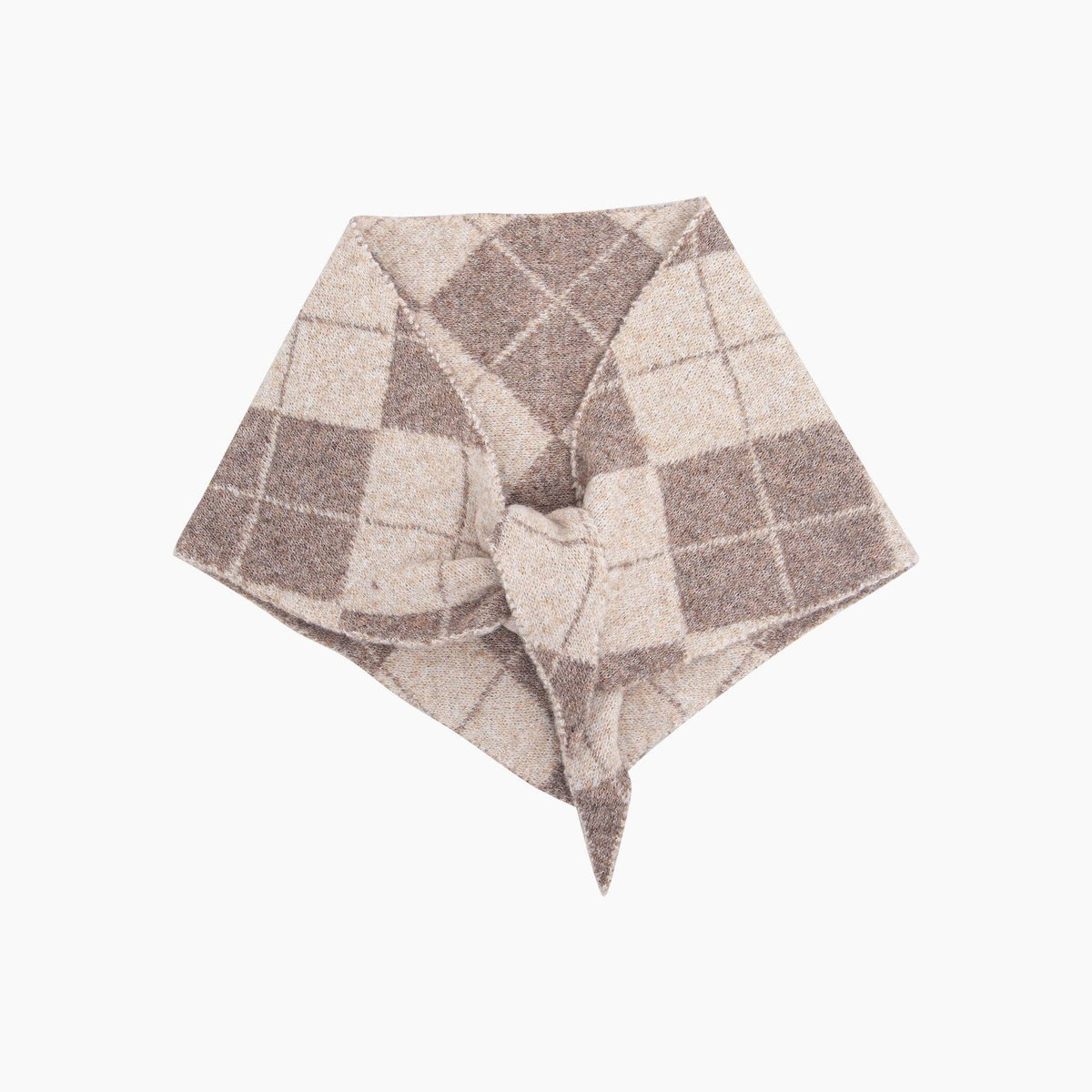 Traditional Check Triangle Heavyweight Scarf in Cream/Beige: One Size