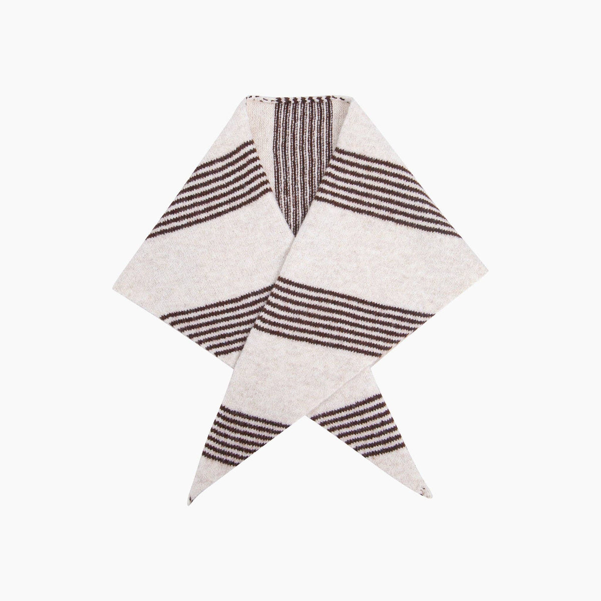 Striped Triangle Heavyweight Scarf in Brown/Beige: One Size