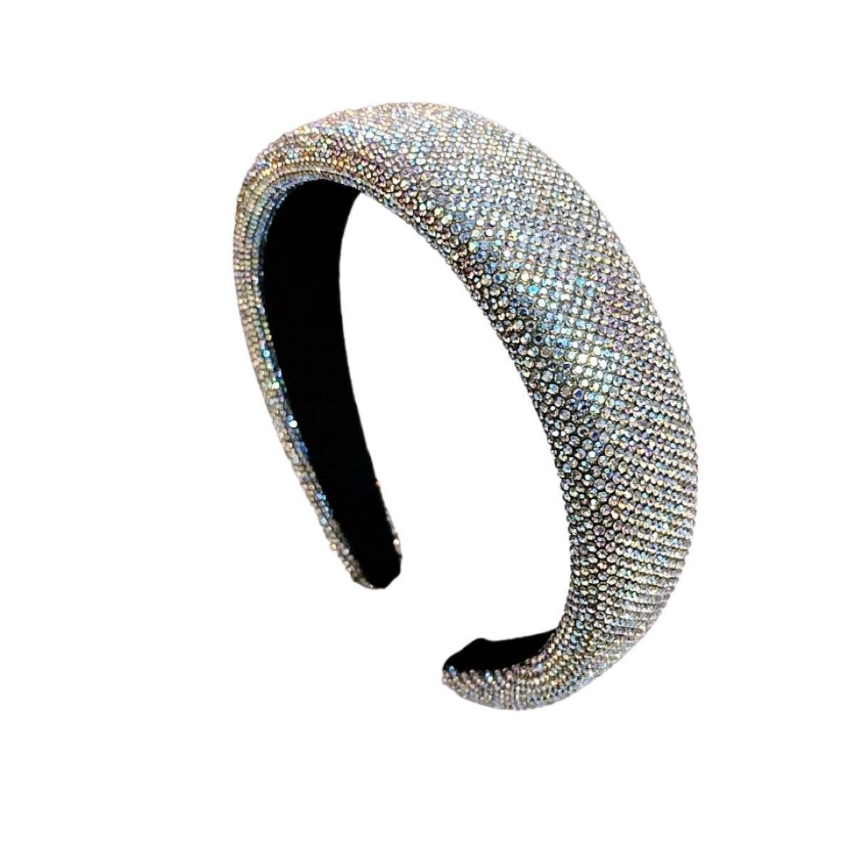 Sparkly Padded Rhinestone Headband: Silver