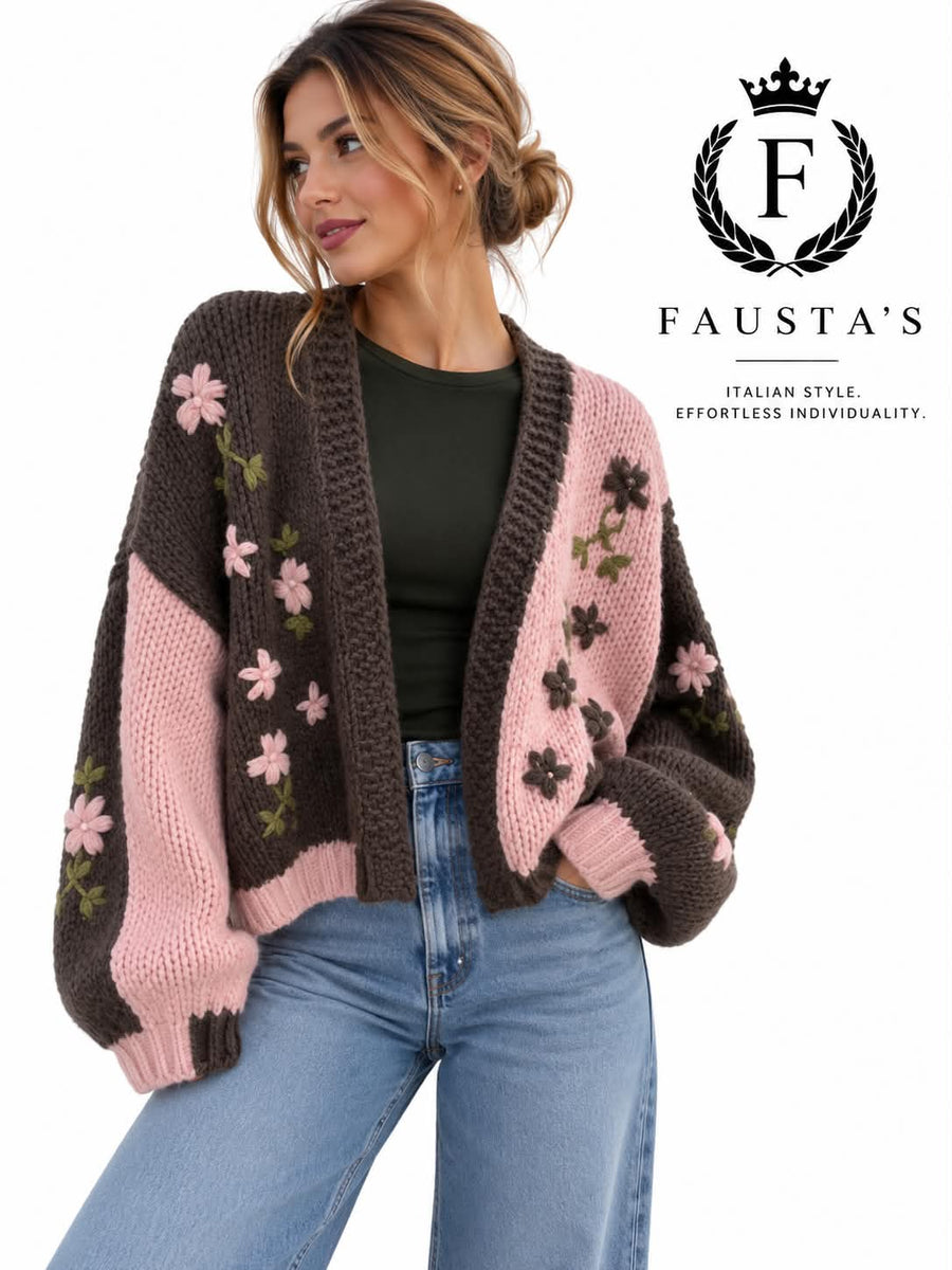 Knitted Flower Detail Cardigan