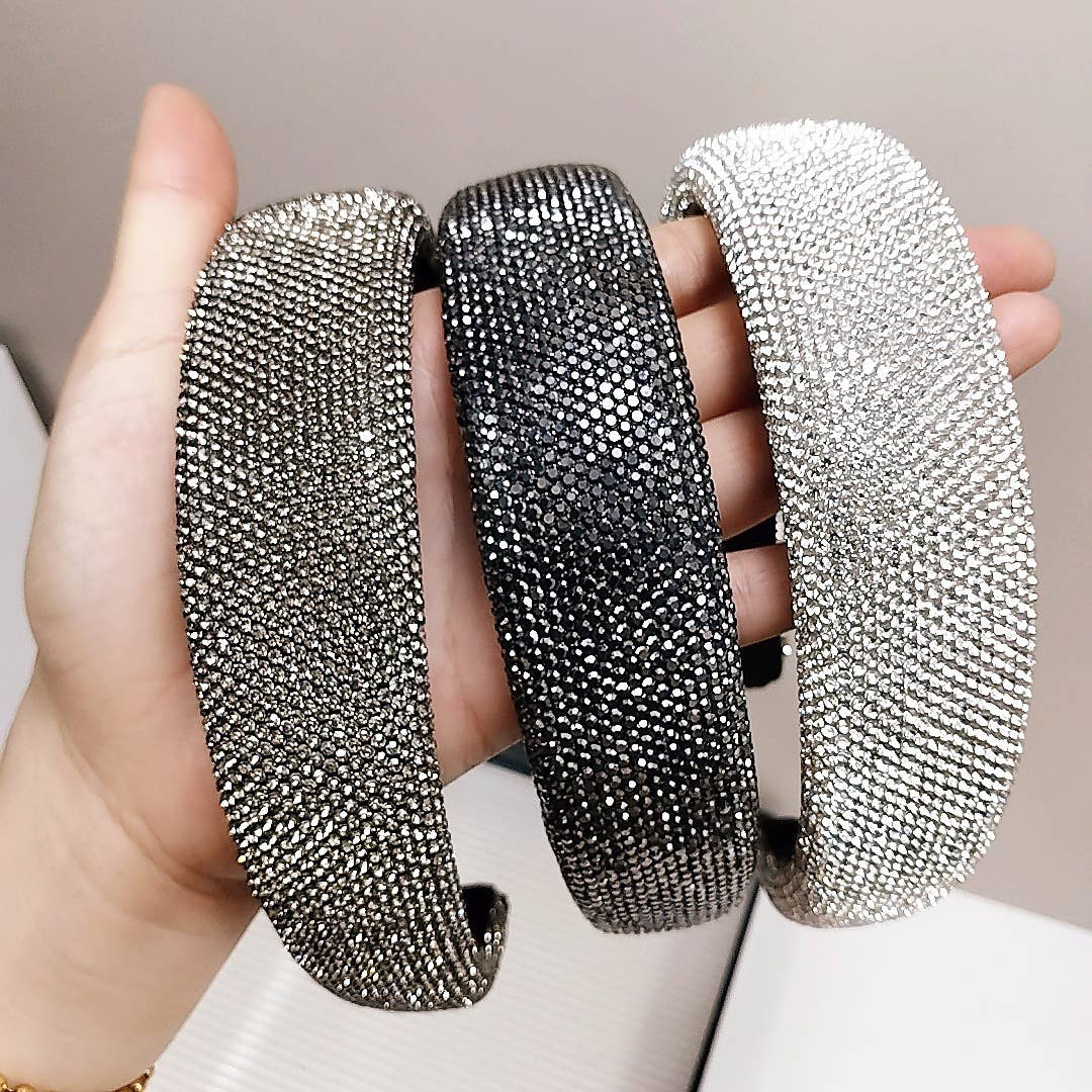 Sparkly Padded Rhinestone Headband: Gold