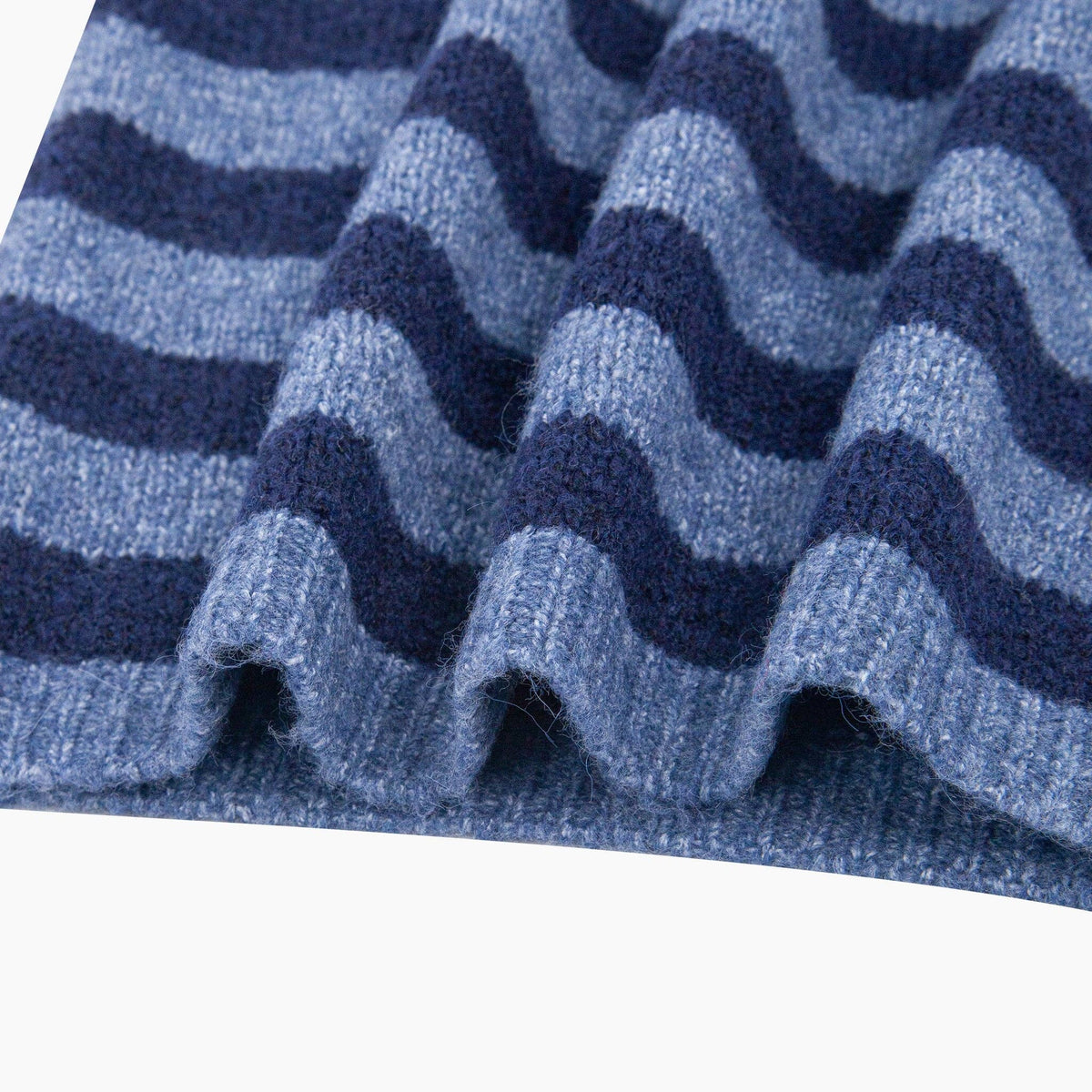 Striped Triangle Heavyweight Scarf in Denim Blue/Navy Blue: One Size