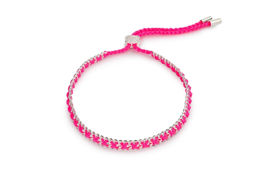 Lilia Hot Pink & Silver Woven Bracelet