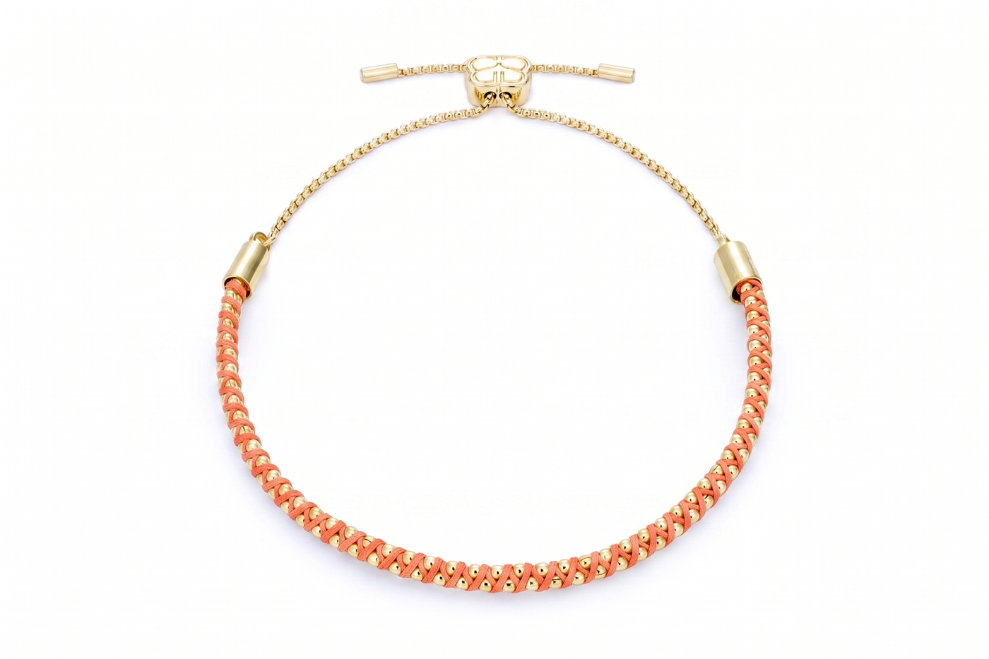 Emelia Neon Orange & Gold Woven Bracelet