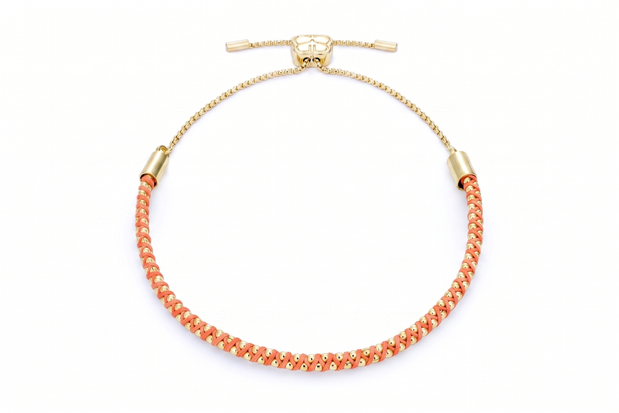 Emelia Neon Orange & Gold Woven Bracelet