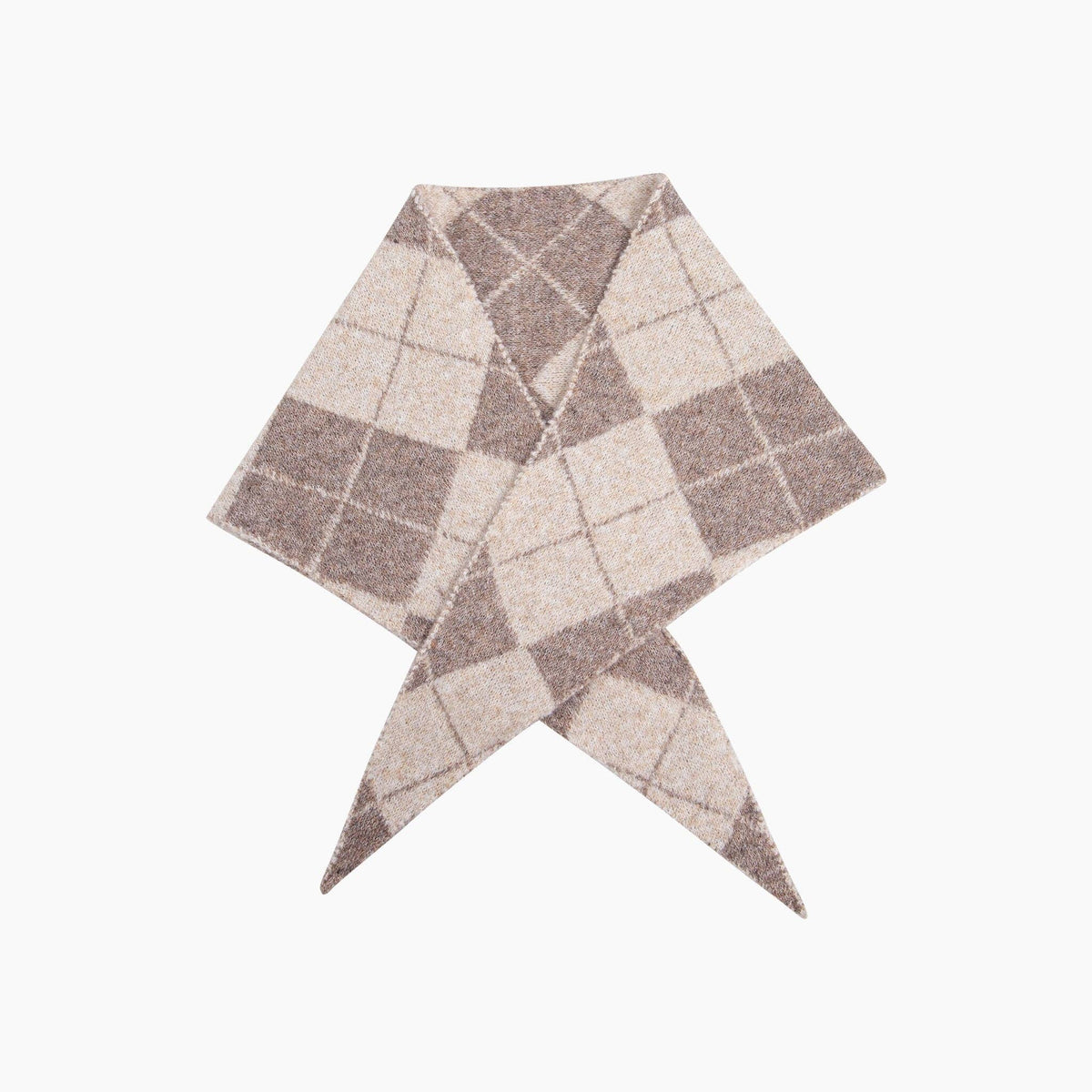 Traditional Check Triangle Heavyweight Scarf in Cream/Beige: One Size