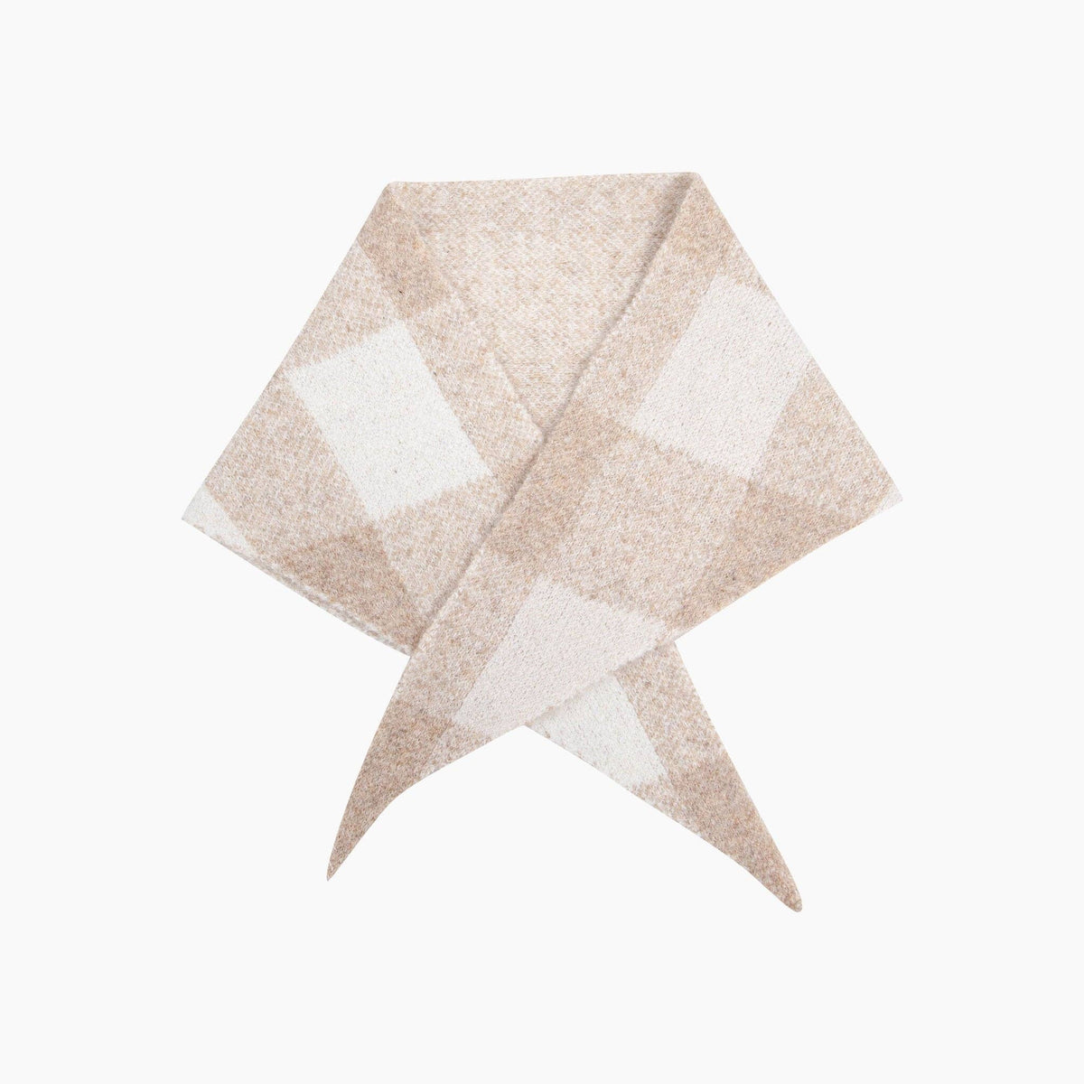 Check Triangle Heavyweight Scarf in Cream: One Size