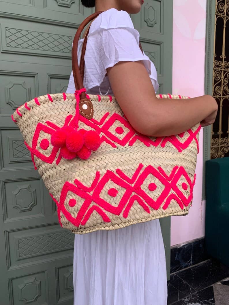 Natural Handmade Straw Basket Tote | Beach Bag | Straw bag