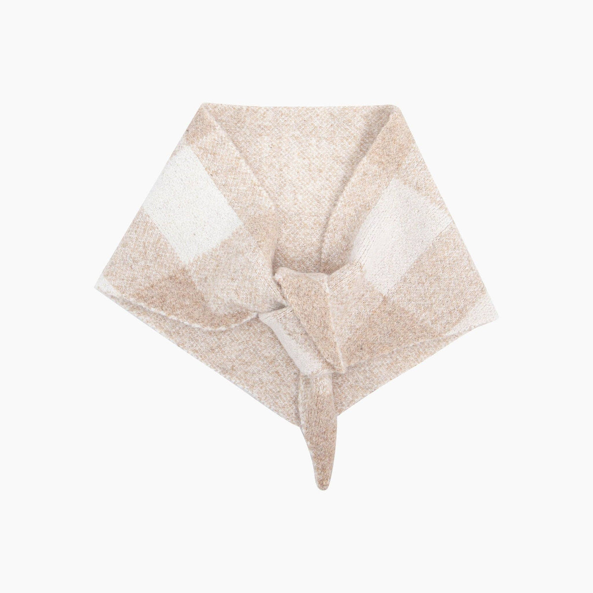 Check Triangle Heavyweight Scarf in Cream: One Size