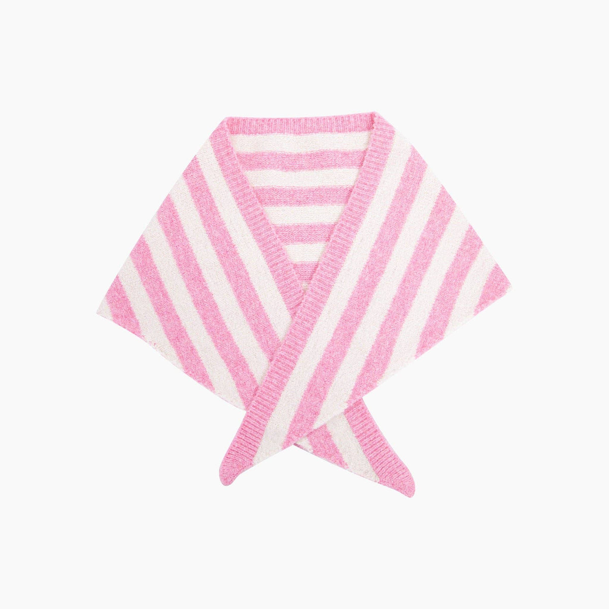 Striped Triangle Heavyweight Scarf in Light Pink/Cream: One Size