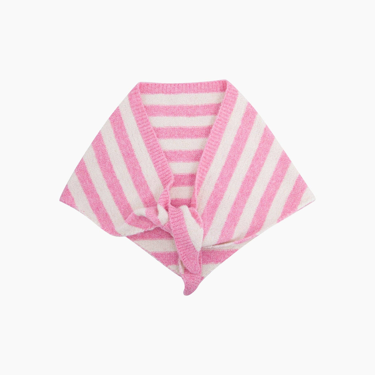 Striped Triangle Heavyweight Scarf in Light Pink/Cream: One Size